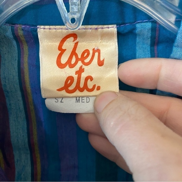 Vintage Puff Sleeve Striped Button Down Blouse Ulla Johnson Style Sz Medium - Picture 2 of 8